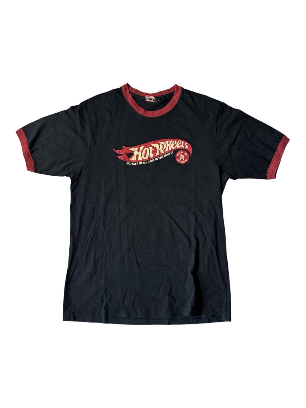VINTAGE Hot Wheels mens L Large black red graphic short sleeve t-shirt EUC